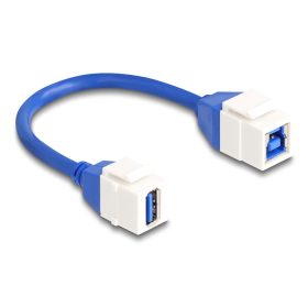   Delock Keystone modul USB kábel 5 Gbps A-típusú USB anya   B-típusú USB anya 20 cm, kék (DL-86970)