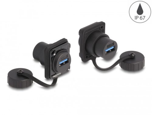 Delock D-típusú Modul USB 3.2 Gen 1 A-típusú anya   USB 3.2 Gen 1 A-típusú anya védő fedéllel IP67