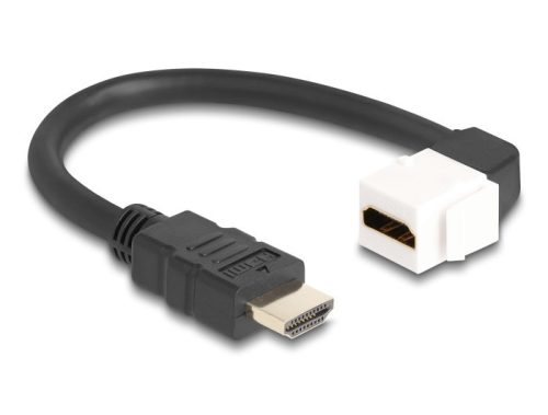 Delock Keystone modul HDMI kábel apa - anya 90 -ban hajlított 8K 60 Hz 20 cm, fekete