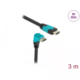   Delock High Speed HDMI kábel egyenes csatlakozódugóval - csatlakozódugóval 90  ívelt lefelé 48 Gbps (DL-86993)