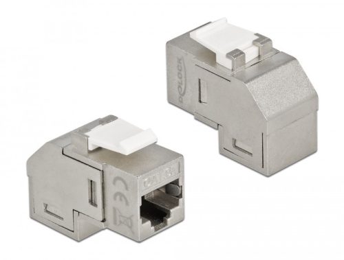 Delock Keystone modul, RJ45-aljzat - RJ45-aljzat, Cat.6A, 90 fokos szögű