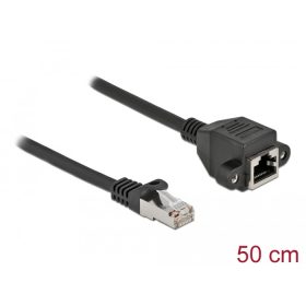   Delock Hálózat bővítő kábel S/FTP RJ45 apa - RJ45 anya Cat.6A, 50 cm hosszú, fekete (DL-86999)