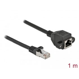   Delock Hálózat bővítő kábel S/FTP RJ45 apa - RJ45 anya Cat.6A, 1 m hosszú, fekete (DL-87001)
