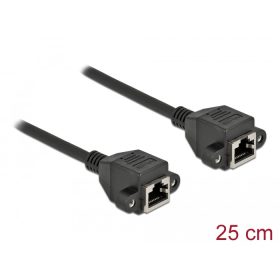   Delock Hálózat bővítő kábel S/FTP RJ45 anya - RJ45 anya Cat.6A, 25 cm hosszú, fekete (DL-87006)