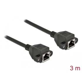   Delock Hálózat bővítő kábel S/FTP RJ45 anya - RJ45 anya Cat.6A, 3 m hosszú, fekete (DL-87011)