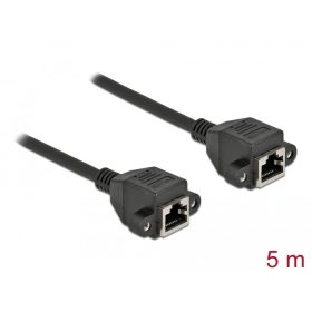   Delock Hálózat bővítő kábel S/FTP RJ45 anya - RJ45 anya Cat.6A, 5 m hosszú, fekete (DL-87012)