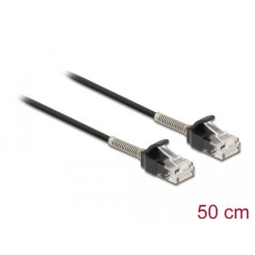   Delock Görbítés védelemmel ellátott kábel RJ45 apa - RJ45 apa Cat.6A, 50 cm hosszú, fekete (DL-87015)