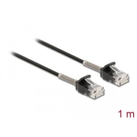   Delock Görbítés védelemmel ellátott kábel RJ45 apa - RJ45 apa Cat.6A, 1 m hosszú, fekete (DL-87016)