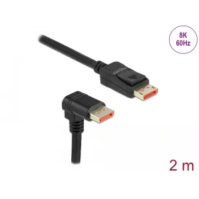   Delock DisplayPort kábel egyenes csatlakozódugóval - csatlakozódugóval 90  ívelt lefelé 8K 60 Hz 2 m (DL-87051)
