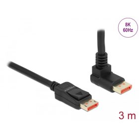   Delock DisplayPort kábel egyenes csatlakozódugóval - csatlakozódugóval 90  ívelt felfelé 8K 60 Hz 3 (DL-87056)