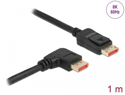 Delock DisplayPort kábel egyenes csatlakozódugóval - jobbra néző csatlakozódugóval 8K 60 Hz 1 m