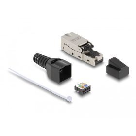   Delock RJ45 csatlakozó az LSA-hoz húzásmentesítővel és porvédővel Cat.6A szerszámmentes (DL-87061)