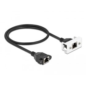   Delock Cat.6A hálózat kibővítő kábel Easy 45 modulhoz S/FTP RJ45 anya - RJ45 anya, 50 cm, fekete (DL-87130)