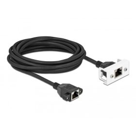   Delock Cat.6A hálózat kibővítő kábel Easy 45 modulhoz S/FTP RJ45 anya - RJ45 anya, 5 m, fekete (DL-87137)