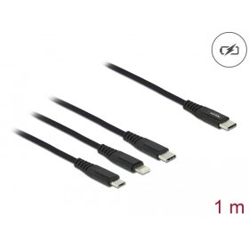   Delock 1 m hosszú, USB töltő kábel 3 az 1 USB Type-C  apa Lightning -, Micro USB- és USB Type-C  csa (DL-87149)