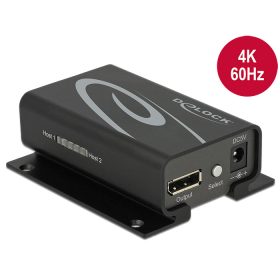   Delock Displayport 1.2 kapcsoló 2 x Displayport-bemenet > 1 x Displayport-kimenet 4K (DL-87697)