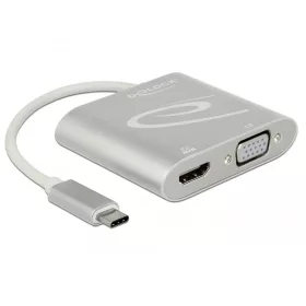   Delock Elosztó USB Type-C  csatlakozóval (DP alternatív mód) > 1 db HDMI + 1 db VGA csatlakozó (DL-87705)