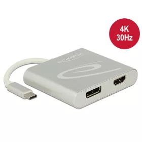   Delock Elosztó USB Type-C  csatlakozóval (DP alternatív mód támogatás) > 1 db HDMI + 1 db Displaypor (DL-87716)