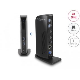   Delock USB dokkolóállomás kettős DisplayPort 4K / USB 3.2 / LAN / audio (Displaylink) (DL-87728)