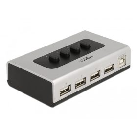   Delock Kétirányú USB 2.0 switch 1 db. B-típusú anya   4 db. A-típusú anya kézi átkapcsolással (DL-87762)