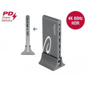   Delock USB Type-C  DP 1.4 dokkoló állomás háromszoros 4K Display-HDMI/DisplayPort/USB/LAN/SD/PD3.0 (DL-87772)