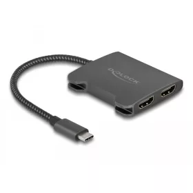   Delock Elosztó USB Type-C  csatlakozóval (DP alternatív mód támogatás)   2 db. HDMI MST (DL-87778)