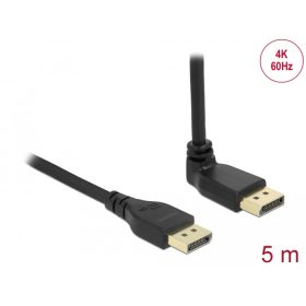   Delock DisplayPort 1.2 kábel egyenes csatlakozódugóval - csatlakozódugóval 90  ívelt felfelé 4K 60 Hz 5 m retesz nélküli (DL-87827)