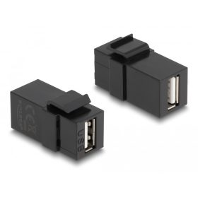   Delock Keystone modul, USB 2.0 A-csatlakozóhüvely > USB 2.0 A-csatlakozóhüvely, fekete (DL-87829)