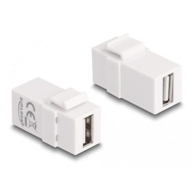   Delock Keystone modul, USB 2.0 A-csatlakozóhüvely > USB 2.0 A-csatlakozóhüvely, fehér (DL-87830)