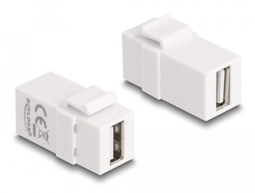 Delock Keystone modul, USB 2.0 A-csatlakozóhüvely > USB 2.0 A-csatlakozóhüvely, fehér