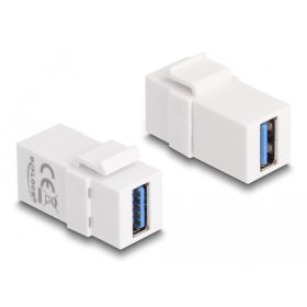  Delock Keystone modul, USB 3.0 A-csatlakozóhüvely > USB 3.0 A-csatlakozóhüvely fehér (1:1) (DL-87832)
