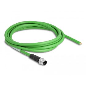   Delock Hálózati kábel M12 4 tűs D-kódú csavarozással nyitható huzalvéggel TPU borítás 2 m hosszú (DL-87849)