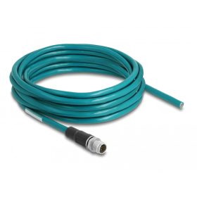   Delock Hálózati kábel M12 8 tűs X-kódú csavarozással nyitható huzalvéggel PVC borítás 5 m hosszú (DL-87852)