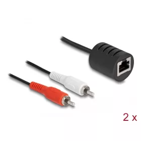   Delock Sztereo Audio bővítő RJ45 anya - 2 db. RCA apa Cat.5 akár 50 m 2 db-os szett (DL-87857)
