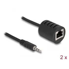   Delock Sztereo Audio bővítő RJ45 anya   3,5 mm-es sztereo jack apa Cat.5 akár 50 m 2 db-os szett (DL-87858)