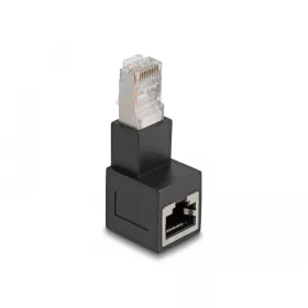   Delock RJ45 apa - RJ45 anya adapter Cat.6A 90  fokos szögben lefelé hajlítva (DL-87862)