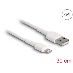   Delock USB töltő kábel iPhone , iPad , iPod  eszközökhöz fehér 30 cm (DL-87866)
