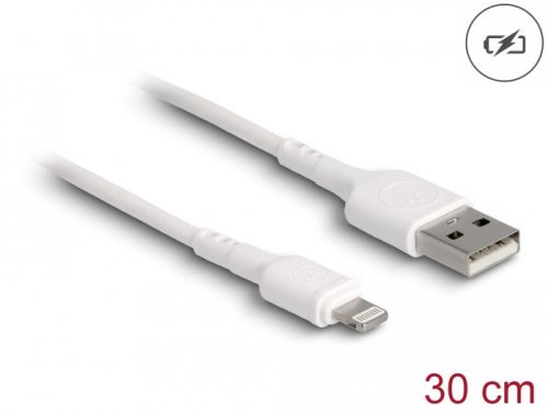 Delock USB töltő kábel iPhone , iPad , iPod  eszközökhöz fehér 30 cm