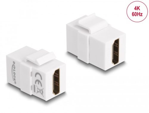 Delock Keystone modul, HDMI-csatlakozóhüvely > HDMI-csatlakozóhüvely, fehér