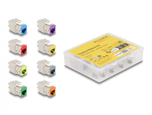 Delock Keystone Modul RJ45 anya - LSA Cat.6A eszközmentes beépítésű színes 8 db-os szett