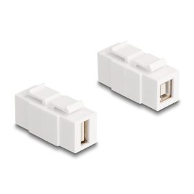   Delock Keystone modul A-típusú USB 2.0 anya   B-típusú USB 2.0 anya, mindkét oldalával beépíthető, fehér színű (DL-87951)