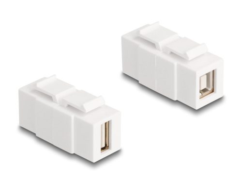 Delock Keystone modul A-típusú USB 2.0 anya   B-típusú USB 2.0 anya, mindkét oldalával beépíthető, fehér színű