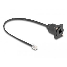  Delock D-típusú RJ10 kábel apa   anya fekete 30 cm (DL-87965)