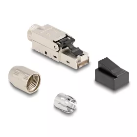   Delock RJ45 apa dugaszoló szerelvény Cat.6A kábel borítással és por elleni fedéllel szerszám nélkül szerelhető (DL-87988)