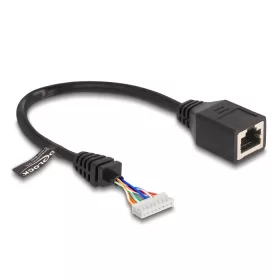   Delock Kábel RJ45 anya   tűfej anya 2,00 mm 8 tűs 23 cm Cat.5e, fekete (DL-88006)