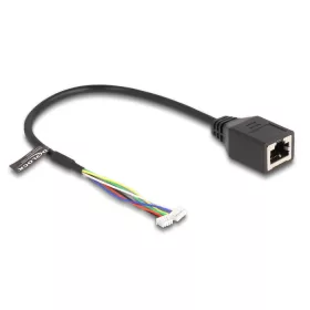   Delock Kábel RJ45 anya   tűfej anya 1,25 mm 4 tűs és tűfej anya 1,25 mm 6 tűs Cat.5e, 30 cm, fekete (DL-88007)