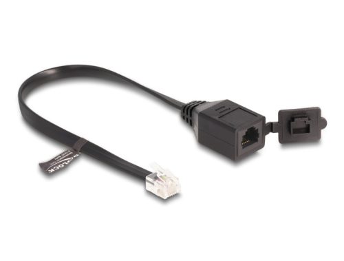 Delock Kábel RJ12 apa - RJ12 anya védő fedéllel 20 cm, fekete