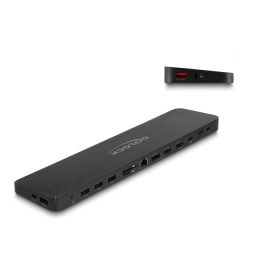   Delock USB Type-C  hármas elrendezésű dokkoló állomás DisplayLink  4K / USB 5 Gbps / LAN / SD / Audio / PD 80 W együtt (DL-88050)