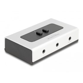   Delock 2-t az 1-hez kapcsoló sztereo jack 3,5 mm hosszú, 4 tűs, kézi két irányú kapcsolóval (DL-88061)