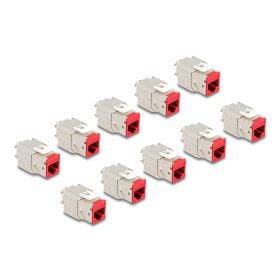   Delock Keystone Modul RJ45 anya - LSA Cat.6A eszközmentes piros 10 db-os szett (DL-88115)